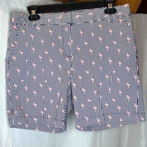 IZOD Blue and White Striped Pink Flamingo Shorts Size 6